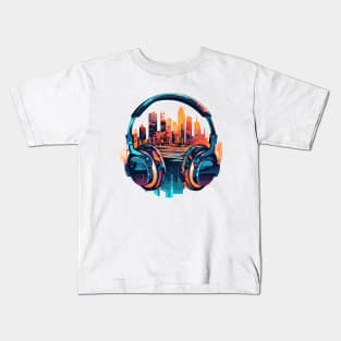 Headphone Music Non Stop Fun Urbain City Life Kids T-Shirt